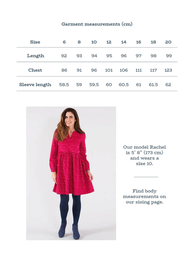 Peninsula cord dress snowball dot