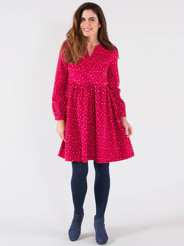 Peninsula cord dress snowball dot