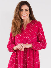 Peninsula cord dress snowball dot