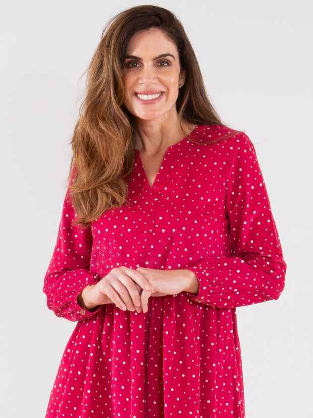 Peninsula cord dress snowball dot