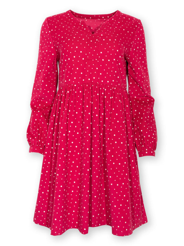 Peninsula cord dress snowball dot