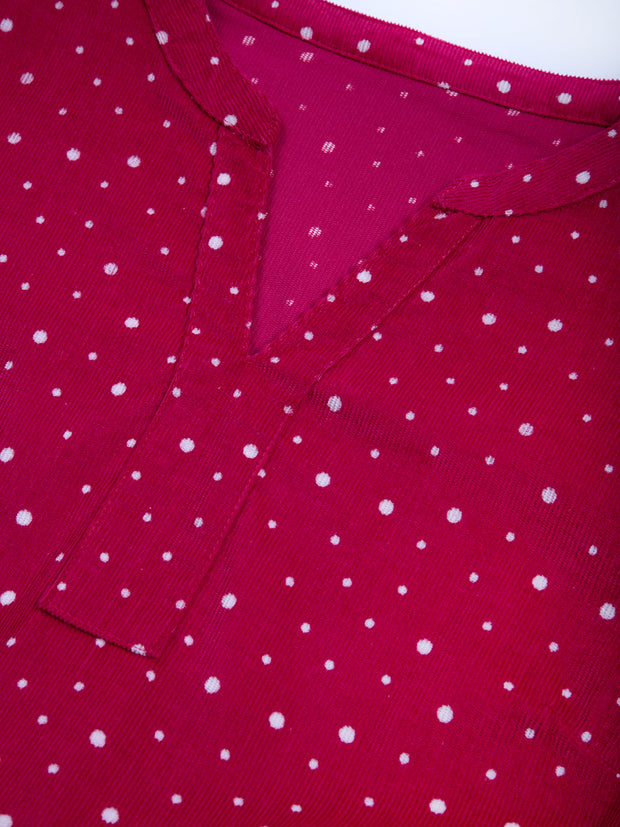 Peninsula cord dress snowball dot