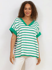 Kite - Womens organic Charmouth v-neck knit top green - Midweight knitwear