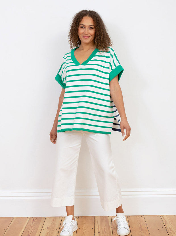 Kite - Womens organic Charmouth v-neck knit top green - Midweight knitwear