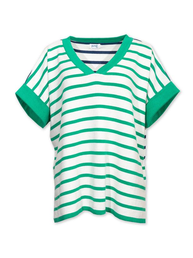 Kite - Womens organic Charmouth v-neck knit top green - Midweight knitwear