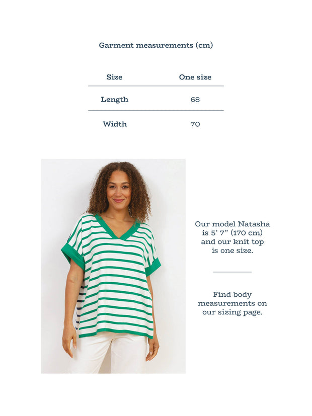 Kite - Womens organic Charmouth v-neck knit top green - Midweight knitwear