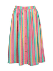 Kite - Womens organic Mudeford button front midi skirt - Yarn dyed stripe - Mid-calf length