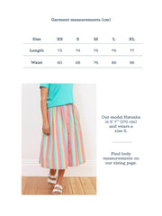 Kite - Womens organic Mudeford button front midi skirt - Yarn dyed stripe - Mid-calf length