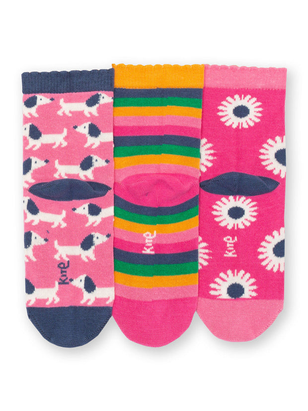 Kite - Girls organic puppy pals socks - Three pack