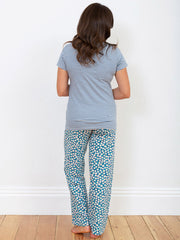 Kite - Womens organic Regis wide leg loungers daisy fields navy - All-over print - Deep elasticated waistband