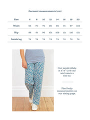 Kite - Womens organic Regis wide leg loungers daisy fields navy - All-over print - Deep elasticated waistband