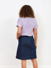 Kite - Womens organic Holwell muslin blouse Daisy Bell purple - Coconut button fastening