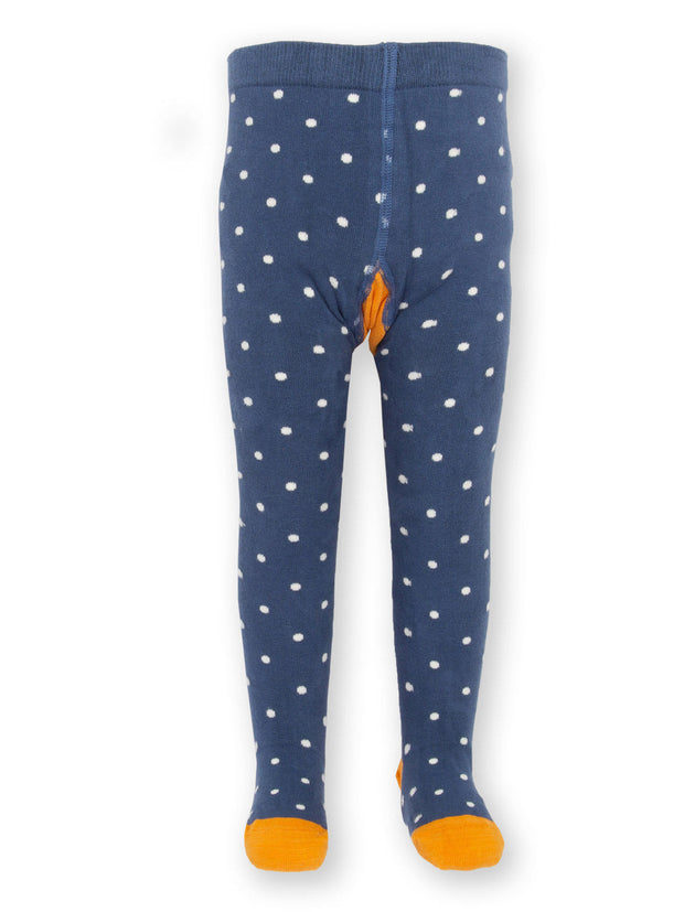Kite - Girls organic dotty tights navy blue - Queen bee seat design