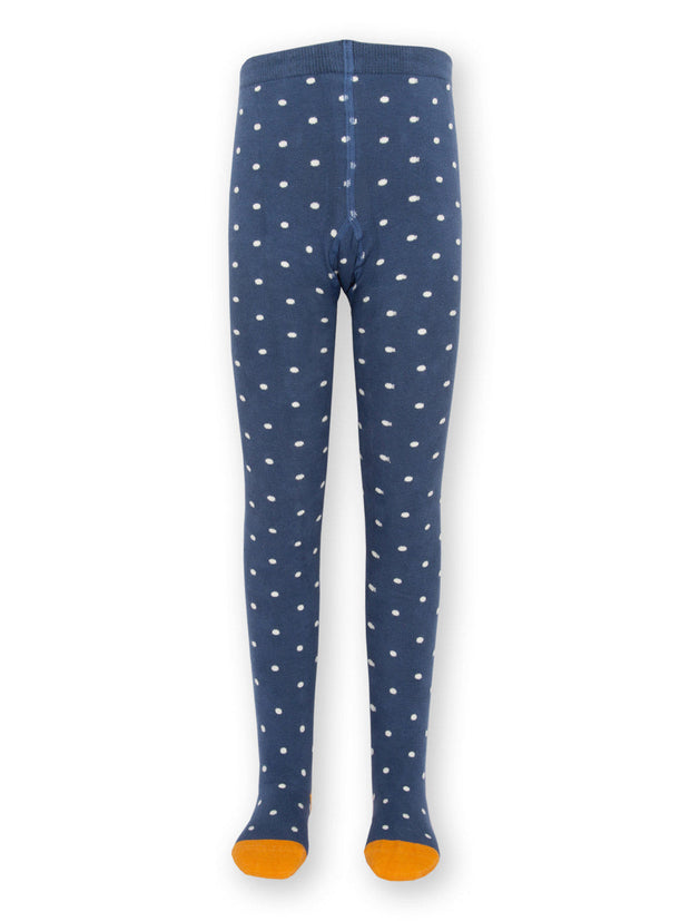 Kite - Girls organic dotty tights navy blue - Queen bee seat design