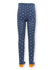 Kite - Girls organic dotty tights navy blue - Queen bee seat design