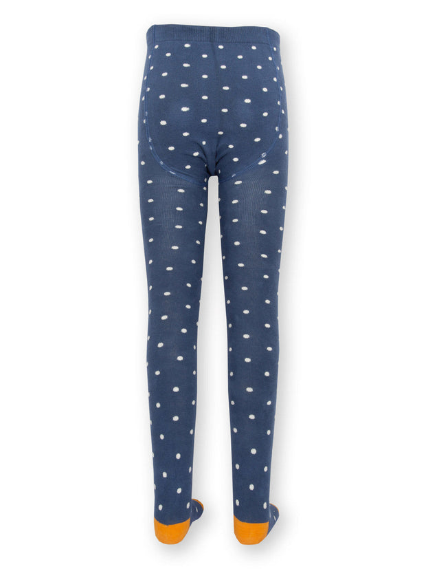 Kite - Girls organic dotty tights navy blue - Queen bee seat design