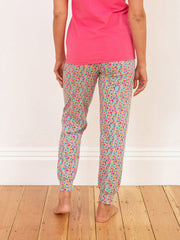 Kite - Womens organic Lyme cuffed loungers petal perfume - All-over print - Deep elasticated waistband