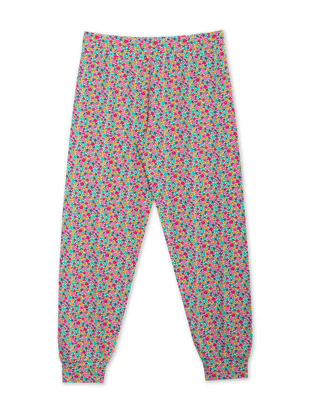 Kite - Womens organic Lyme cuffed loungers petal perfume - All-over print - Deep elasticated waistband