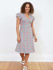 Kite - Womens organic Highcliffe jersey wrap dress petal perfume - All-over print - Knee length