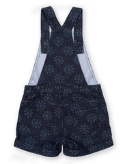 Kite - Girls organic smiley sun dungarees navy blue - Light navy etched design - Adjustable straps with coconut buttons