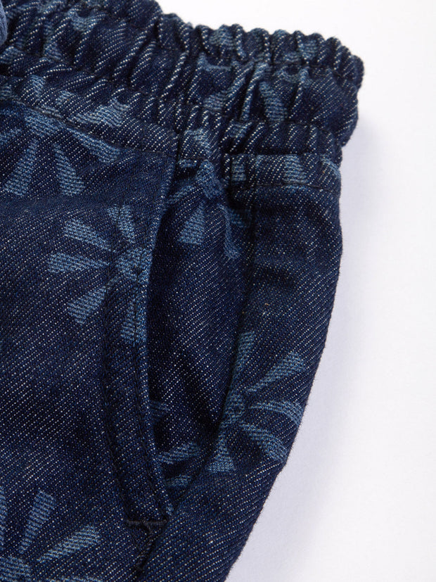 Kite - Boys organic smiley sun denim pull ups navy blue - Light navy etched design - Elasticated waistband with adjustable ties