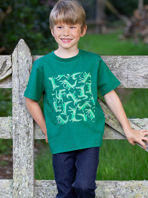 Kite - Boys organic snappy snorkelling t-shirt green - Placement print - Short sleeved