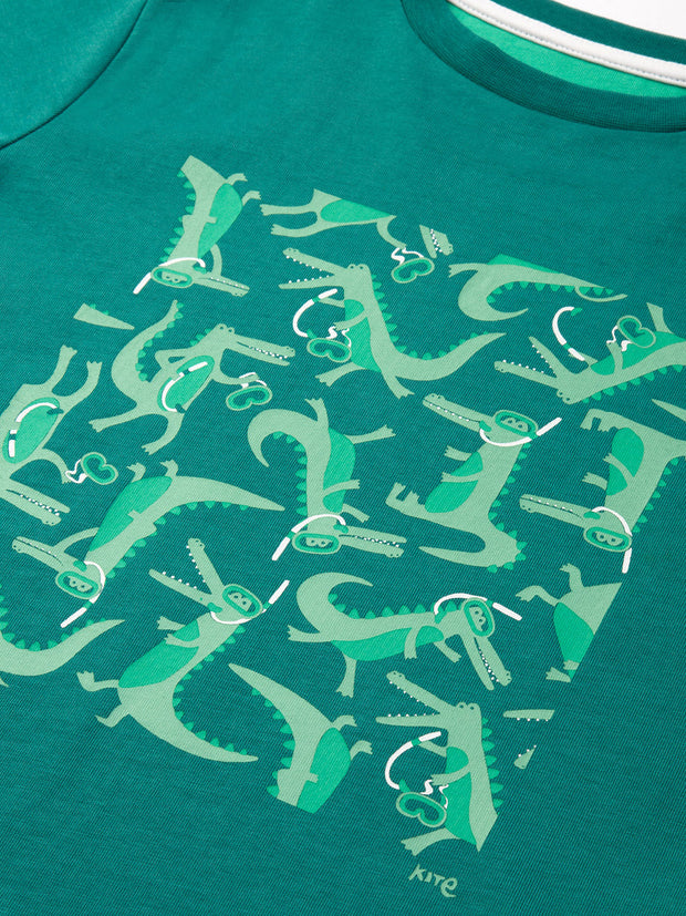 Kite - Boys organic snappy snorkelling t-shirt green - Placement print - Short sleeved