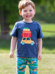 Kite - Boys organic holibobs t-shirt navy blue - Appliqué design - Short sleeved