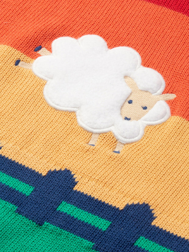 Kite - Boys organic sunset sheep jumper rainbow - Appliqué design - Midweight knitwear
