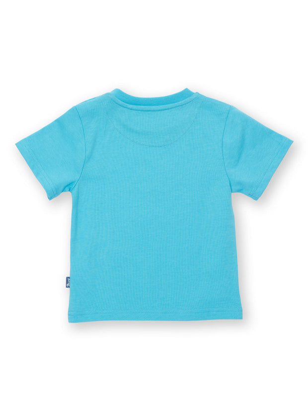 Kite - Boys organic tractor t-shirt blue - Appliqué design - Short sleeved