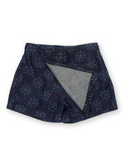 Kite - Girls organic smiley sun denim skort navy blue - Light navy etched design - Skirt with matching built-in shorts