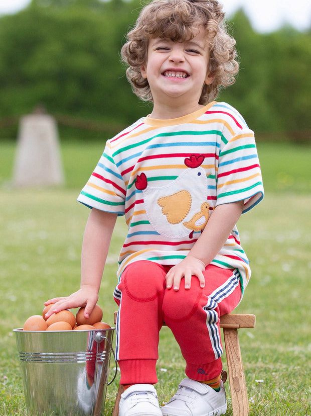 Kite - Boys organic side stripe joggers red - Brush back sweat fabric - Elasticated waistband with adjustable ties