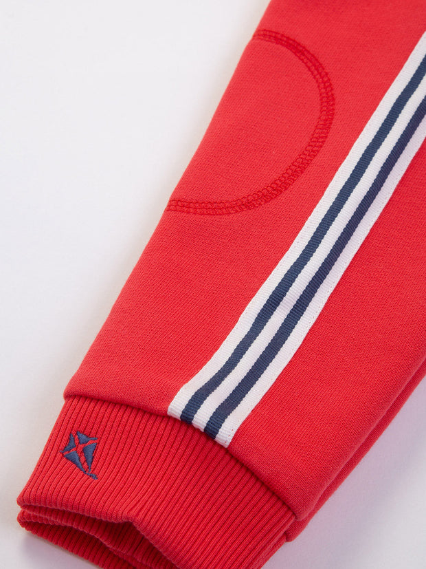 Kite - Boys organic side stripe joggers red - Brush back sweat fabric - Elasticated waistband with adjustable ties