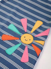 Kite - Girls organic smiley sun dress navy blue - Appliqué design - Short sleeves with gathers