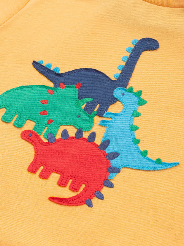 Kite - Boys organic dino play t-shirt yellow - Appliqué design - Short sleeved