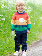 Kite - Boys organic star denim joggers navy blue - Elasticated waistband with adjustable ties