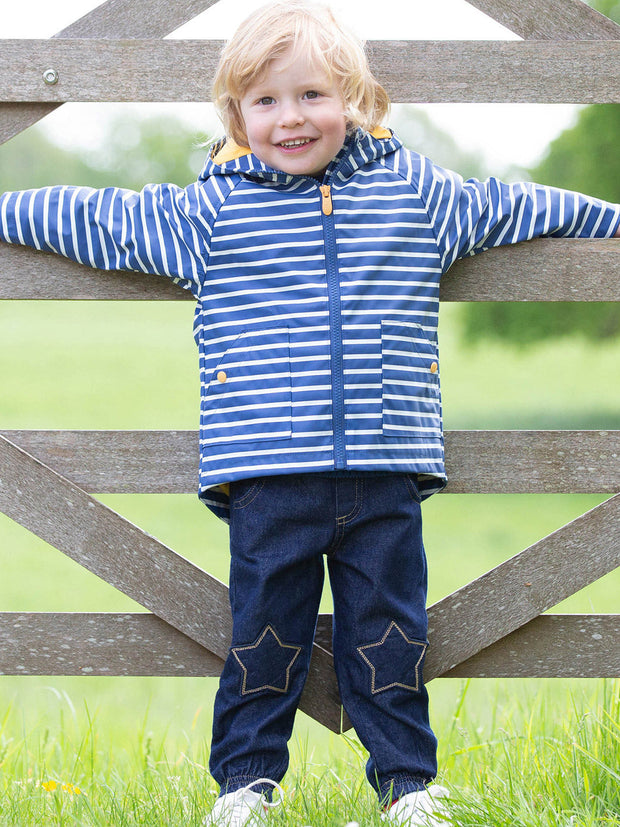 Kite - Boys organic star denim joggers navy blue - Elasticated waistband with adjustable ties
