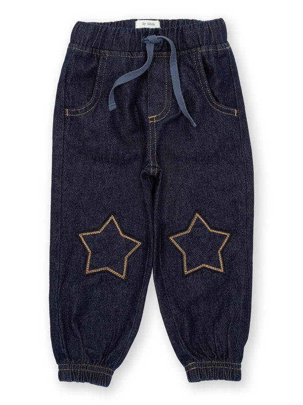 Kite - Boys organic star denim joggers navy blue - Elasticated waistband with adjustable ties