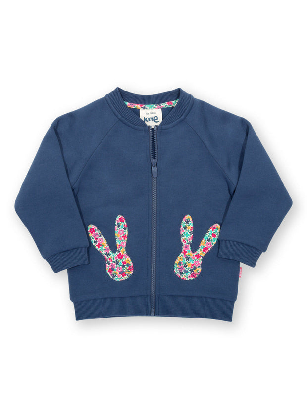 Kite - Girls organic bunny time zippy - Appliqué design - Zip through with Kite zipper pull