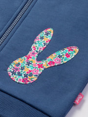 Kite - Girls organic bunny time zippy - Appliqué design - Zip through with Kite zipper pull