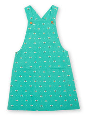 Kite - Girls organic queen bee pinafore green - Adjustable straps with coconut buttons