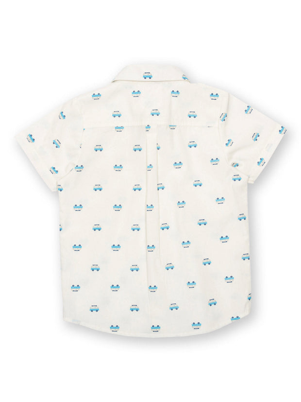 Kite - Boys organic camper shirt cream - Short sleeved