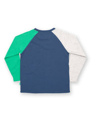 Kite - Boys organic dino munch t-shirt navy blue - Appliqué design - Long sleeved