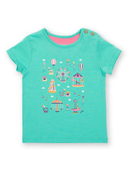 Kite - Girls organic fun fair t-shirt green - Placement print - Short sleeved