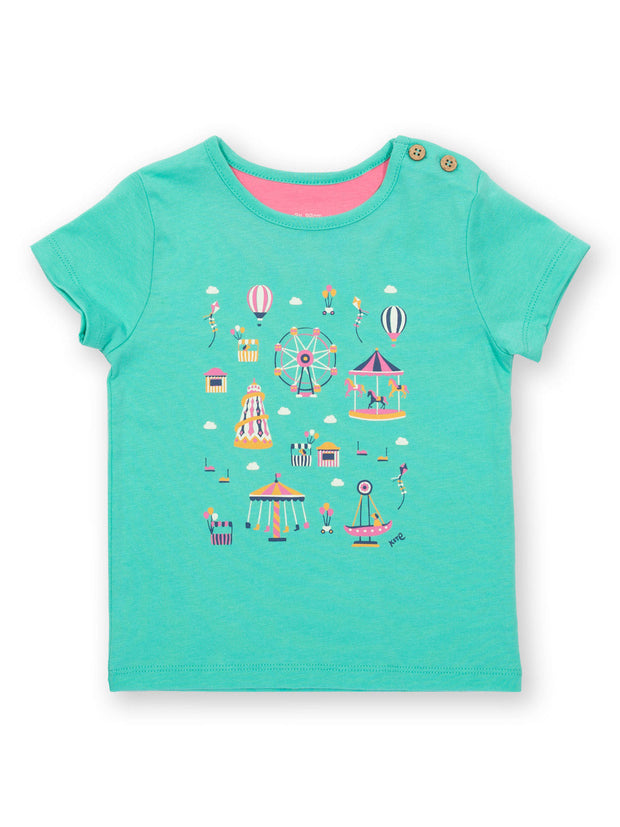 Kite - Girls organic fun fair t-shirt green - Placement print - Short sleeved