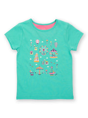 Kite - Girls organic fun fair t-shirt green - Placement print - Short sleeved