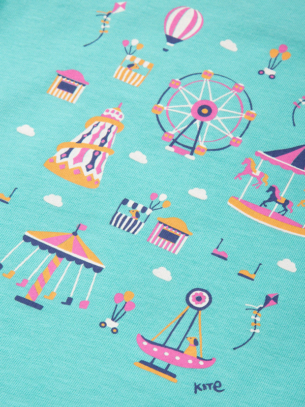 Kite - Girls organic fun fair t-shirt green - Placement print - Short sleeved