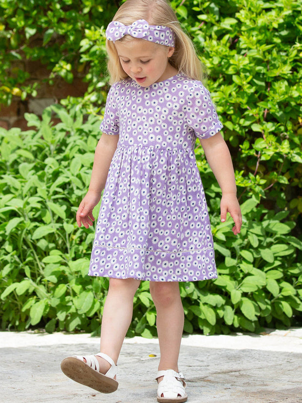 Kite - Girls organic Daisy Bell dress purple - Short sleeves with turn-ups