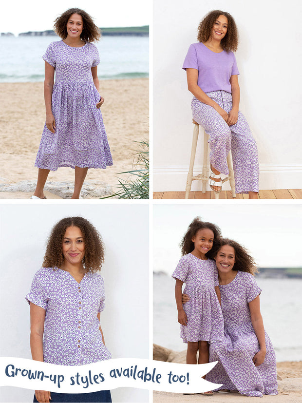 Kite - Girls organic Daisy Bell dress purple - Short sleeves with turn-ups