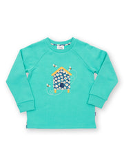 Kite - Girls organic beehive sweatshirt green - Appliqué design - Ribbed neckline and cuffs